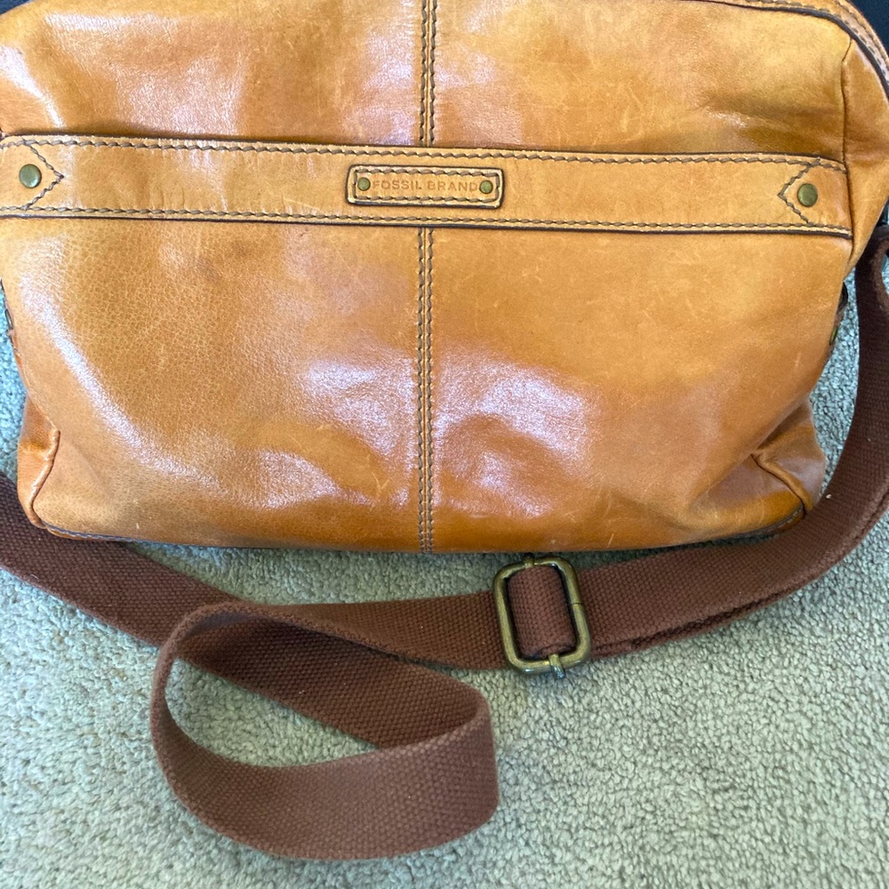 Fossil leather messenger bag.
